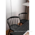 Original design black wood dining chair with footstep